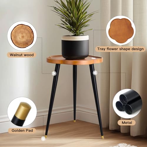 KINNARY Plant Stand Indoor, Wood Plant Table Plant Holder with Raised Design,Heavy Duty Metal Flower Pot Stand, Mid Century Modern Home Decor Small Side End Table（Clr.1-Flower 16" H） - Image 5