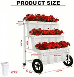 White Mobile Metal Plant Stand, 360 Rolling Flower Rack - Image 2