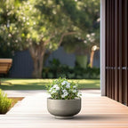 Kante Small Round Pedestal Weathered Concrete Planter 13.8" Dia, Outdoor - Image 5