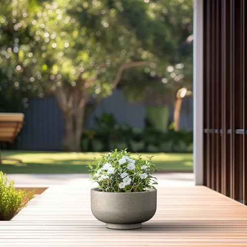 Kante Small Round Pedestal Weathered Concrete Planter 13.8" Dia, Outdoor - Image 5