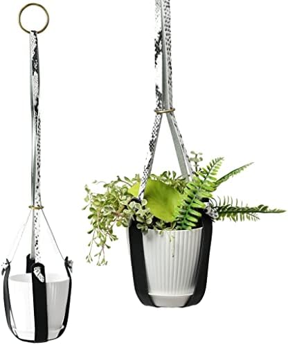 Genuine Leather Plant Hanger + Pot | Minimalist Hanging Planter | Modern Indoor/Outdoor Décor by Unknown
