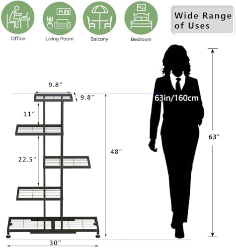 Twhep 5-Tier Iron Plant Stand - Modern Multi-Functional Shelf for Balcony & Garden - Image 2