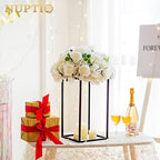 NUPTIO Black Vase Wedding Centerpieces, Geometric Stand, 15.7" Tall, 2 Pcs - Image 2