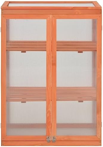 Wooden Portable Greenhouse, Garden Greenhouse Raised Flower Planter with 2 Shelves and 2 Doors, Garden Portable Mini Greenhouse Cabinet for Outdoor Indoor Use 29.5"x18.5"x42.9" -AA - Image 2