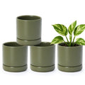 D'vine Dev 4-Pack Ceramic Pots with Saucers, Olive, 4.7 in, 94-X-B-0 by DvineDevPlanterPotsandStand