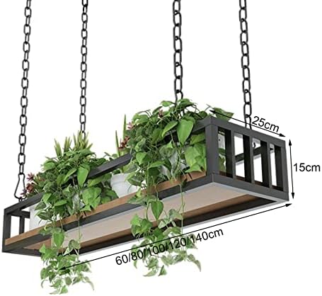 Ceiling Hanging Planter Flower Pot Display Rack Hanging Plant Holder, Indoor Plant Pots, Wall/Window Plant Hanger Indoor Herb Garden, Wood and Metal (Size : 120x25x15cm) - Image 3