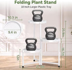 LASZOLA Plant Stand Indoor Outdoor with Large 10 Inch Plastic Tray, White - Image 2