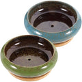 2 Sets Ceramic Bonsai Planter Pot with Tray, Flower Container by Unknown