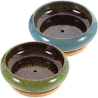 2 Sets Ceramic Bonsai Planter Pot with Tray, Flower Container by Unknown