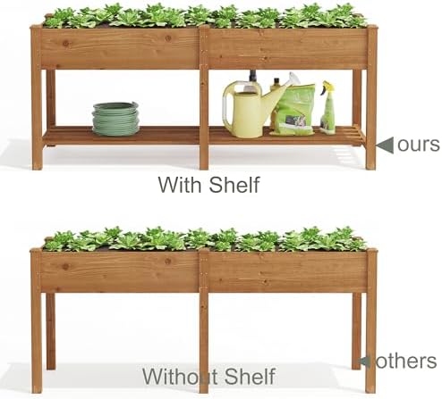 GHWIE Raised Garden Bed with Shelf,Elevated Wooden Planter Box with Legs,Garden Planter for Backyard, Patio, Balcony - Image 6
