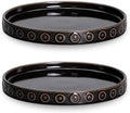 EightPot Plant Trays for Pots 7.5 Inch, 2 Pack Flower Pot Saucers, Round Ceramic Plant Saucers for Indoors Outdoors, Modern Plants Plates to Catch Water, Decorative Plants Dishes to Catch Water, Black by Eightpot