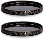EightPot Plant Trays for Pots 7.5 Inch, 2 Pack Flower Pot Saucers, Round Ceramic Plant Saucers for Indoors Outdoors, Modern Plants Plates to Catch Water, Decorative Plants Dishes to Catch Water, Black by Eightpot