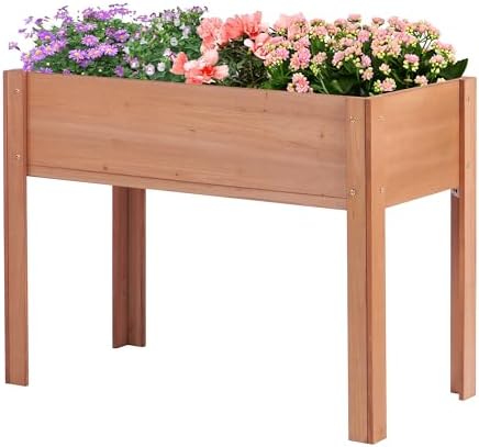 40x20x31 inch Raised Garden Bed with Legs, Elevated Wooden Planter Box for Outdoor Plants Flowers Fruits Vegetable Herb Growing by Unknown