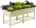 Vego garden Elevated Raised Garden Bed, 2' x 6' Outdoor Planters Boxes with Legs & Storage Rack for Patio, 1000 Lbs Weight Capacity, Raised Beds for Gardening Herbs Vegetables, Pearl White by Unknown
