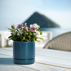 D'vine Dev 4.7 Inch & 6.5 Inch Ceramic Planter Pots for Plants with Drainage Hole and Saucer, Small Plant Pots Set, Teal, 94-G-S-9 - Image 5