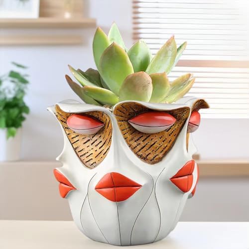 TOZLU Abstract Face Head Planter Picasso Colorful Art Resin Flower Pot - Image 4