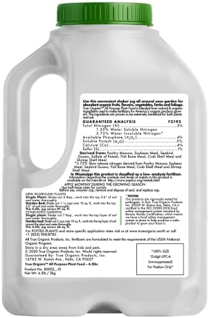True Organic All Purpose Plant Food Granular Fertilizer 4.5 lb Jug - CDFA, OMRI Listed for Organic Gardening NPK 5-4-5 (Pack of 2) - Image 5