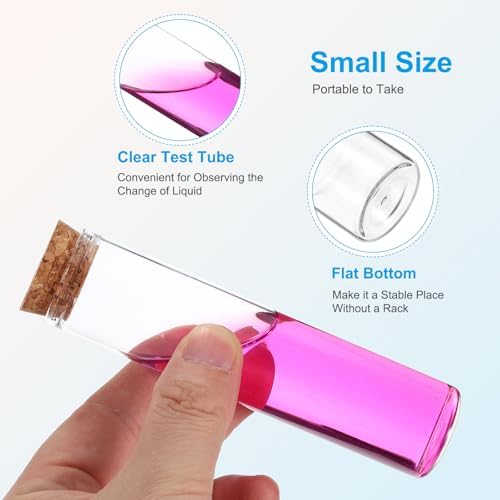 PATIKIL 60ml Test Tubes, 24pcs 4.72x1.18 Glass Clear Flat Bottom Test Tube Containers with Cork Stopper for Bead Party Candy Bath Salt Storage Scientific Experiment Plant Propagation - Image 4