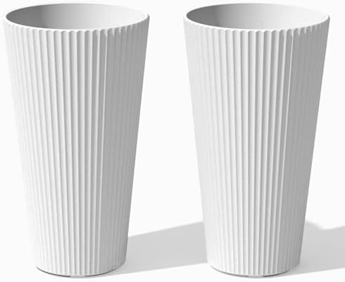 Veradek Demi Series Tall Planter - Tall Tapered Outdoor Planter with Shelf by VeradekOutdoor