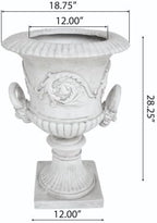 Garden Urn Planter Outdoor Lagre Flower Pot Vintage Urn Plant Container for Front Porch, Patio, Garden & Indoor Use, White - Image 6
