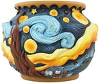 Starry Night Planter Pots/Vase Van Gogh Inspired Acolorful Art Resin Flower Pot with Drainage Hole for Indoor Plant Home Balcony Decor by BJVF