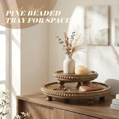 EOSAHR Round 2-Piece Display Risers, Farmhouse Display Stand, Brown - Image 5