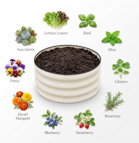 SnugNiture 3 Pcs 2x2x1ft Round Galvanized Raised Garden Bed Kit Outdoor, Metal Planter Box for Planting Plants Vegetables, White - Image 5