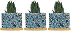 Leopard Blue and Light Brown Dot Ceramic Planters African Tribal Animal Print Planters for Outdoor Plants with Drainage Holes and Saucers Pot for Outdoor Garden Home Plant by BRUYU5SE