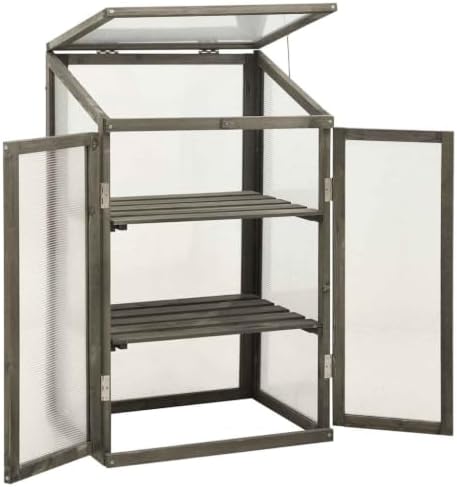 Garden Greenhouse, Firwood Plant Shelter, 2-Shelf Herb Grower - Image 2