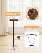 Round Drink Table, Small Pedestal Side Table, Brown Walnut - Image 3