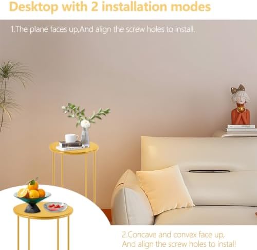 Upgraded 21.6"x9.8" Gold Pedestal Table - Accent Side Table for Living Room - Image 6
