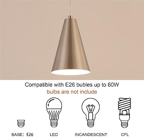 Brushed Nickel Pendant Lights Kitchen Island,Dining Room Light Fixtures Over Table 3 Pack with Silver Cone Metal Shade, Modern Farmhouse Small Chandeliers,Adjustable Cord Hanging Lighting for Sink - Image 6
