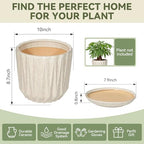 10 Inch Ceramic Planter Pot with Saucer Drainage Leak-Proof Mesh,Flower Pots for Indoor Plants with Gardening Gloves,Ceramic Planter(Silk White) - Image 6
