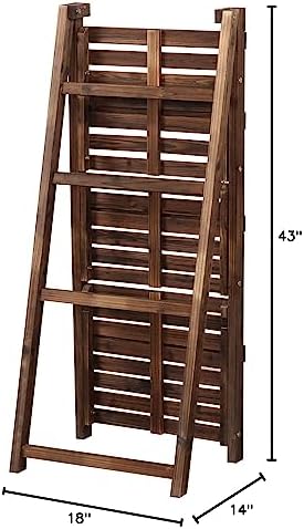 Yaheetech 4-Tier Foldable Shelf, Wood Ladder Shelf for Living Room Storage - Image 3