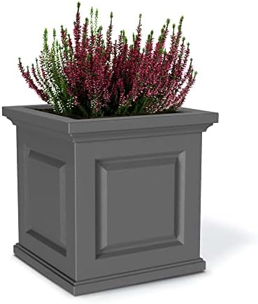 Mayne Nantucket 16x16 Weatherproof Traditional Plastic Planter in Graphite Gray by Mayne