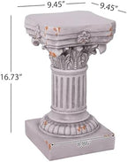 Merax 16.73" H Corinthian Pedestal Plant Stand, MGO Decorative Pedestal Side Table for Indoor Outdoor Entryway Garden Home, Antique White, No Assembly Needed - Image 2