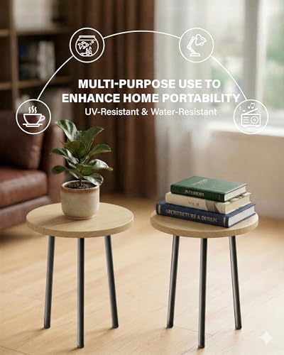 Plant Stand Indoor 2 Pack: Plant Table 14'' Wooden & Metel Plants Stool - Image 6