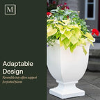 Mayne Augusta 26in Self-Watering Tall Square Urn Planter, White - Image 5