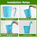 KINGLAKE Flower Pots,10 Pcs Metal Iron Hanging Flower Plant Pot Balcony Garden Plant Planter Baskets Fence Bucket Pots 6.3'' Flower Holders with Detachable Hook - Image 4
