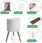 D'vine Dev Planter Pot with Wood Stand, 12 in, Matte White, 88-Z-C-1 - Image 4