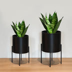 ARNIS Modern Plant Pots, Large Planters with Stand, Set of 2 Decorative Planters, Metal Plant Pots with Drainage Holes for Living Room, Office, Garden or Balcony, 10.5 &12.25 Inch, Black - Image 7