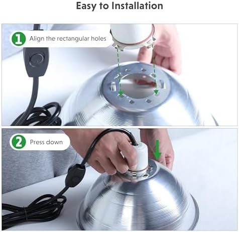 Simple Deluxe Clamp Lamp Light Socket with 10.5 Inch Aluminum Reflector and Bulb Guard, Suit for Max 250 Watt Lamp (No Bulb Included) with 18/2-Gauge 6 Feet Cord, 2-Pack - Image 4