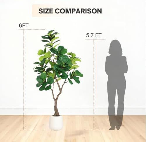 6FT Artificial Fiddle Leaf Fig Tree with Decorative White Pot - Image 2
