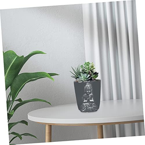 Toyvian Cement Buddha Statue Succulent Planter for Home Gardening Decor - Image 5