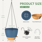 ZMTECH 12 Inch Large Self Watering Hanging Planters for Indoor Outdoor Plants - Water Level Indicator & Removable 60 Oz Reservoir, 1 Pack Plastic Hanging Basket for Window Porch Garden Balcony, Blue - Image 4