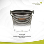Headwind Vintage Ribbed Metal Planter with Handle, 10-Inch, Charcoal – Metal Flower Pot & Decorative Bucket Planter, Rustic Metal Outdoor Planter with Drainage Hole for Indoor Plants & Outdoor Garden - Image 5