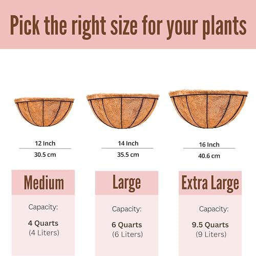 LaLaGreen Wall Planter (14 in, 2 Pack) Black Coco Liner Fence Flower Pots - Image 6