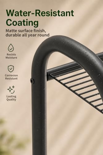 5-Tier Metal Plant Stand - Heavy Duty Indoor Outdoor Flower Shelf for Multiple Pots, 65" Tall Vertical Holder with Adjustable Leveling Feet & Wall-Fixing Kits, Black - Image 6