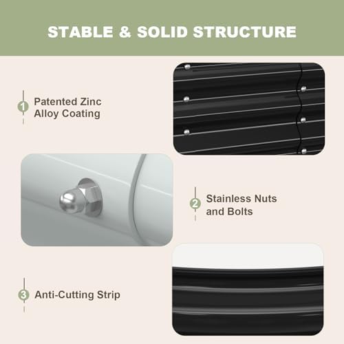 Raised Garden Bed, 6x3x1ft Galvanized Outdoor Planter Beds with Safety Edging and Gloves, Oval Metal Planter Box for Gardening Vegetables Flowers Herb-Black - Image 3