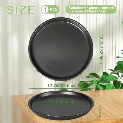 Flower Pot Saucer 12 Inch - Ceramic Plant Saucer for Outdoors Plant Drip Tray for Pots Indoor No Holes Large Plant Dishes to Catch Water Decorative Plant Drainage Tray Black - Image 2